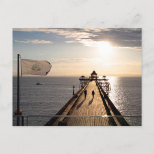 Pier at Sunset - Clevedon, Somerset, UK - Postcard