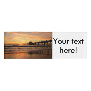 Pier beach sunset name tag