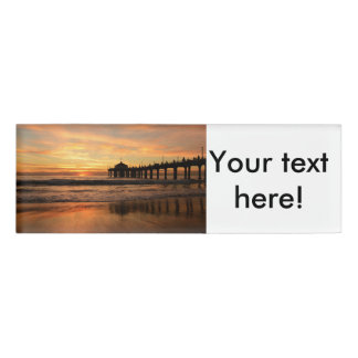 Pier beach sunset name tag