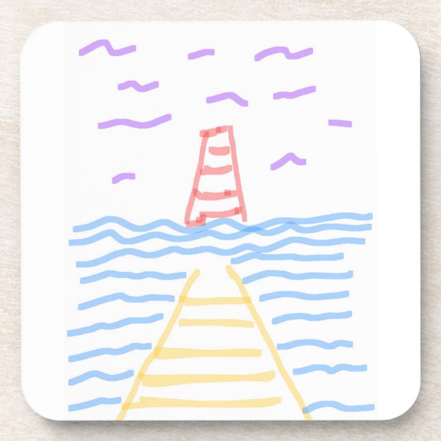 Pier Lighthouse Hard plastic coaster (Front)