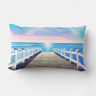 Pier, Ocean and Sky at Dawn Lumbar Cushion