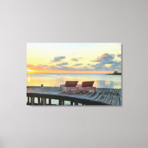Pier overlooks the ocean, Belise Canvas Print