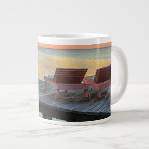 Pier overlooks the ocean, Belise Large Coffee Mug