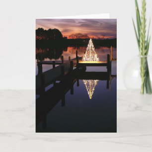 Pier Tree Reflection Christmas Card