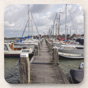 Pier with boats and yachts in Marken Netherlands Coaster