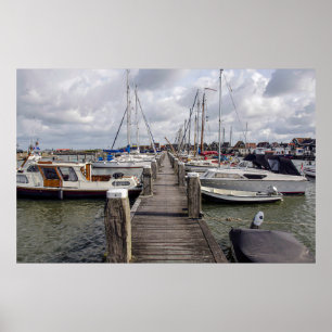 Pier with boats and yachts in Marken Netherlands Poster