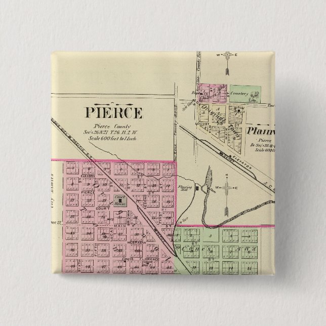 Pierce, Nebraska 15 Cm Square Badge (Front)