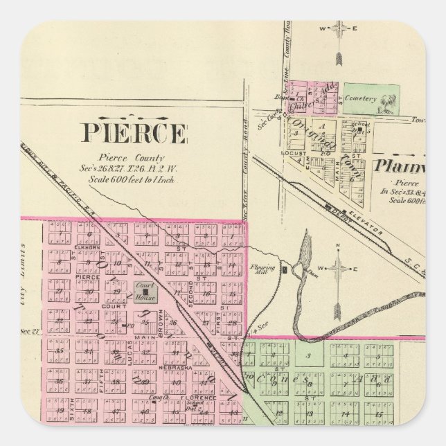Pierce, Nebraska Square Sticker (Front)