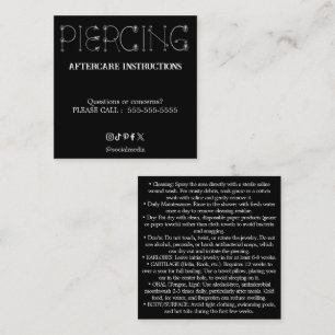 Piercing Aftercare Instructions Business Card
