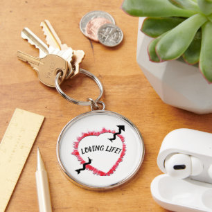Piercing Arrow Rough Red Heart Outline Template Key Ring