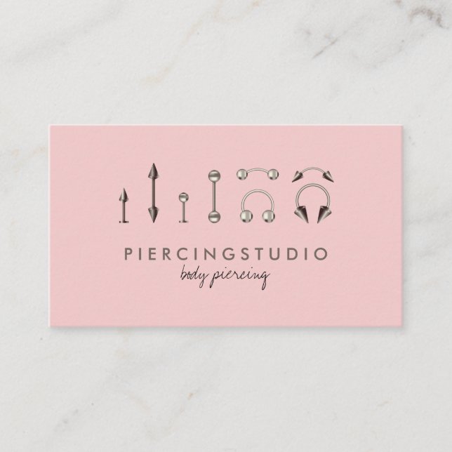 Piercing Body Jewellery Sterling Silver Pink Business Card (Front)