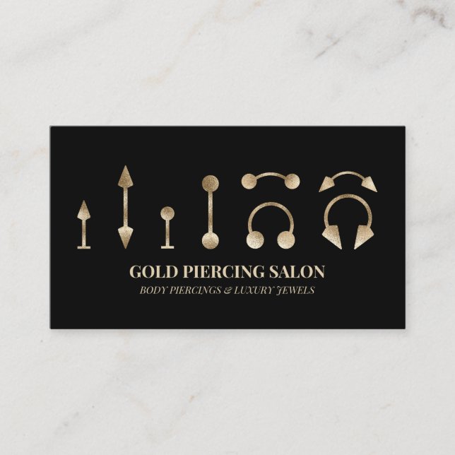 Piercing Specialist Golden JEWELS Business Card (Front)