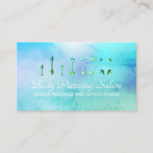 Piercing Specialist hologram Chic green colour Business Card