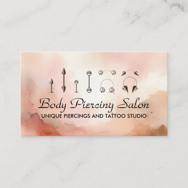 Piercing Specialist Watercolor Rosegold Business Card (Front)