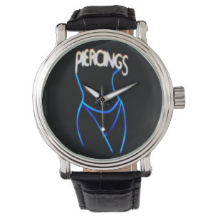 Piercings Neon Lady Silhouette -Blue Watches