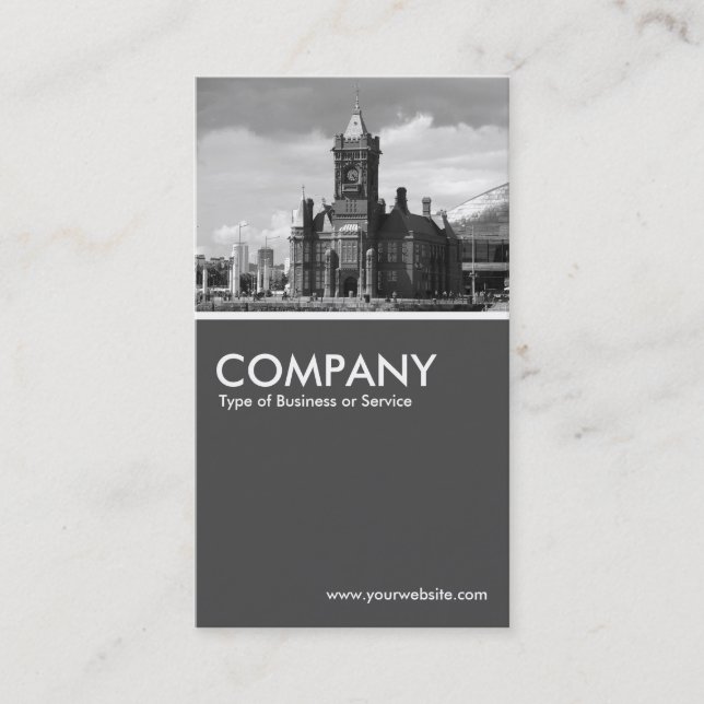 Pierhead Building, Cardiff Bay - 70pc Grey Business Card (Front)