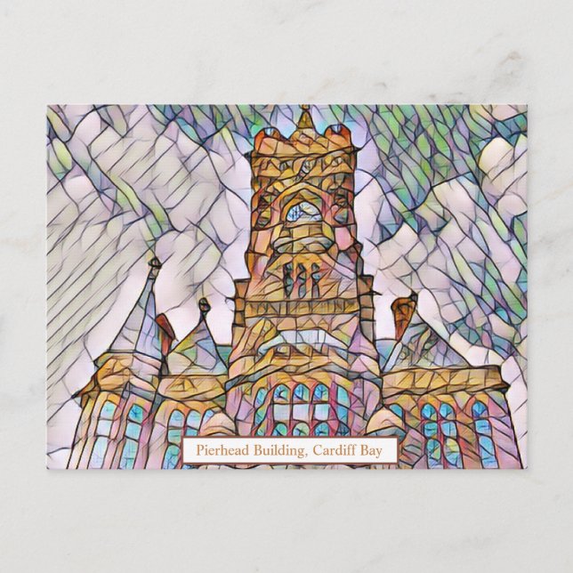 Pierhead Building Cardiff Digital Art Postcard (Front)
