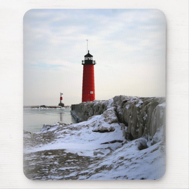Pierhead Lighthouse, Kenosha Wisconsin Mouse Pad (Front)