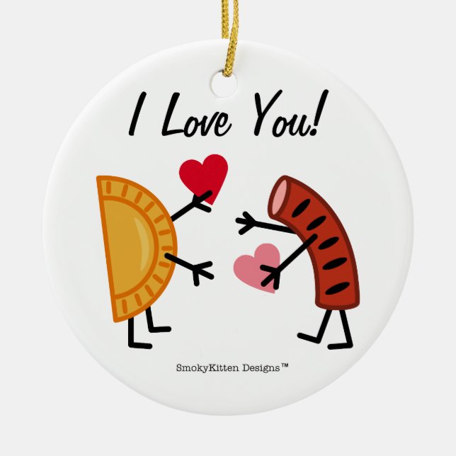 Pierogi & Kielbasa - I Love You! (customisable) Ceramic Tree Decoration (Front)