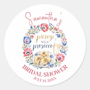 Pierogi & Prosecco Polish Folk Bridal Shower Classic Round Sticker