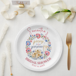 Pierogi & Prosecco Polish Folk Bridal Shower Paper Plate
