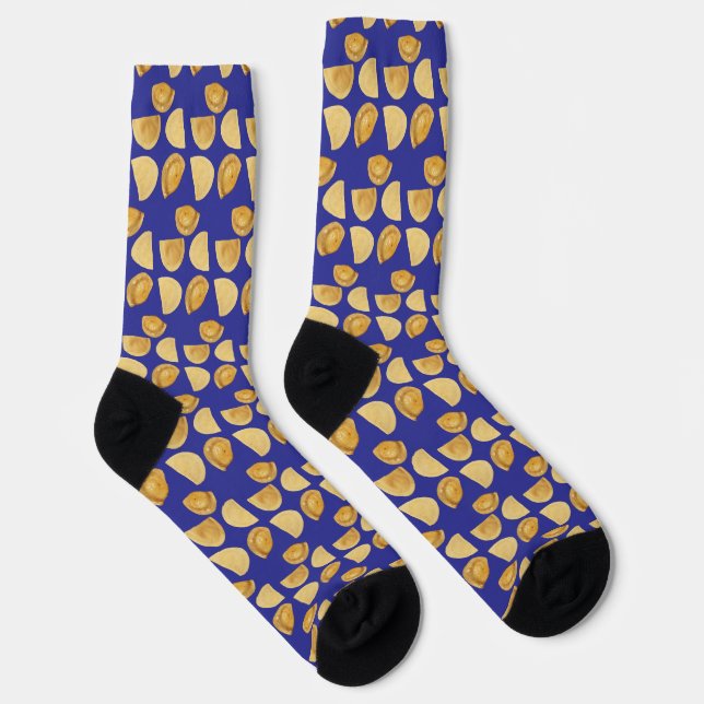 Pierogies for Everyone Blue Background Socks (Right)