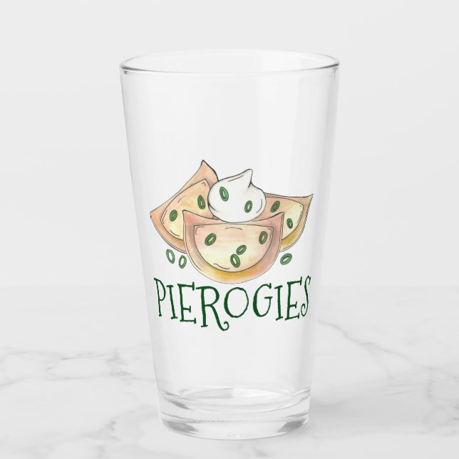 Pierogies Polish Potato Dumplings with Sour Cream Glass (Front)