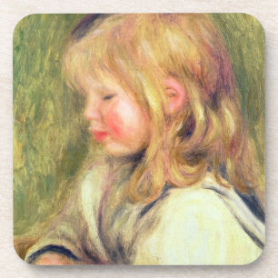 Pierre A Renoir   Child in a White Shirt Reading Coaster