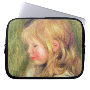 Pierre A Renoir Child in a White Shirt Reading Laptop Sleeve