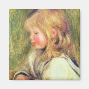 Pierre A Renoir Child in a White Shirt Reading Magnet