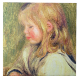 Pierre A Renoir   Child in a White Shirt Reading Tile