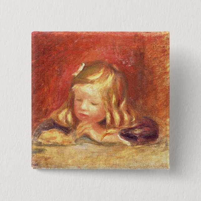Pierre A Renoir | Coco at the Table  15 Cm Square Badge (Front)