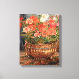 Pierre A Renoir Geraniums in a Copper Basin Canvas Print
