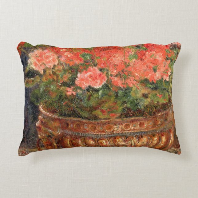 Pierre A Renoir | Geraniums in a Copper Basin Decorative Cushion (Front)