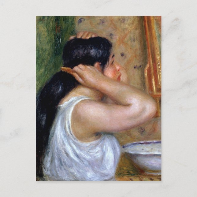 Pierre A Renoir | Girl Combing her Hair Postcard (Front)