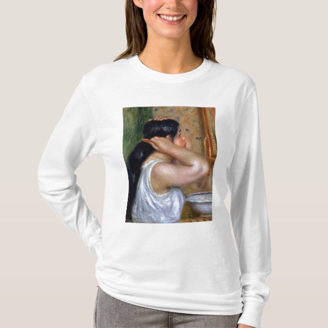 Pierre A Renoir | Girl Combing her Hair T-Shirt (Front)