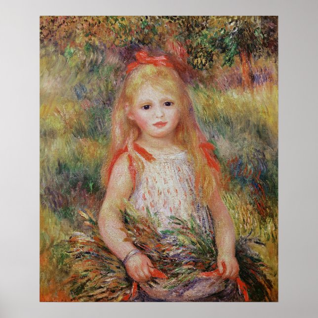 Pierre A Renoir | Little Girl Carrying Flowers Poster (Front)