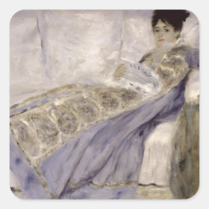 Pierre A Renoir   Madame Monet on a Sofa Square Sticker