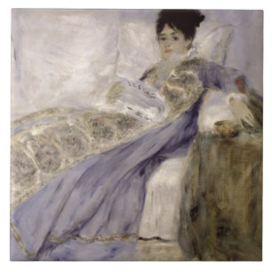 Pierre A Renoir Madame Monet on a Sofa Tile