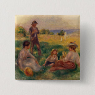 Pierre A Renoir   Party in the Country at Berneval 15 Cm Square Badge