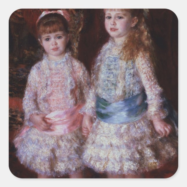 Pierre A Renoir | Pink and Blue Square Sticker (Front)