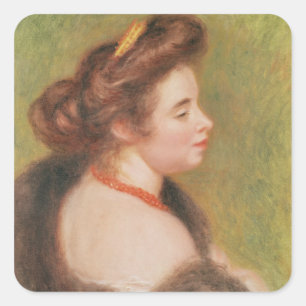 Pierre A Renoir Portrait of Mme. Maurice Denis Square Sticker
