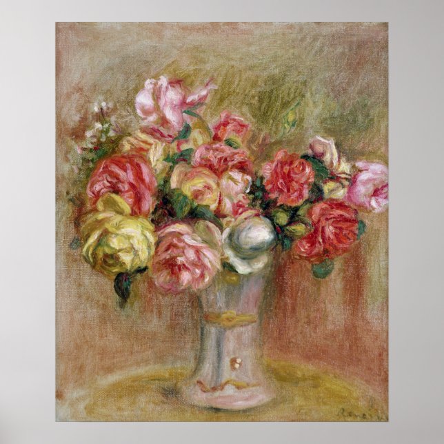 Pierre A Renoir | Roses in a Sevres vase Poster (Front)