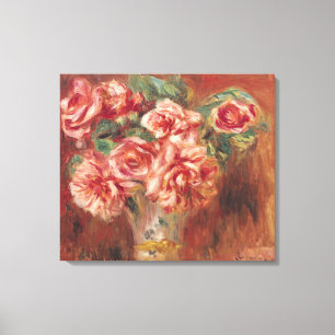 Pierre A Renoir Roses in a Vase Canvas Print