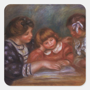 Pierre A Renoir The Lesson Square Sticker