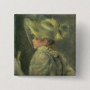 Pierre A Renoir The White Hat 15 Cm Square Badge