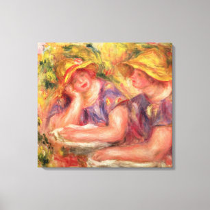 Pierre A Renoir   Two women in blue blouses Canvas Print