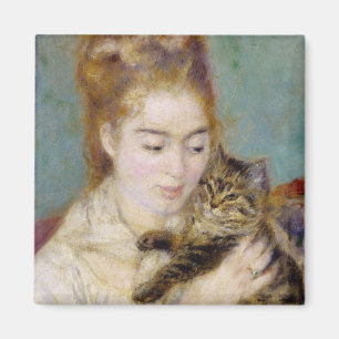 Pierre A Renoir Woman with a Cat Magnet