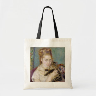 Pierre A Renoir Woman with a Cat Tote Bag