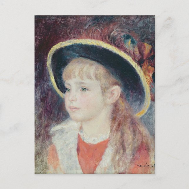 Pierre A Renoir | Young Girl in a Blue Hat Postcard (Front)